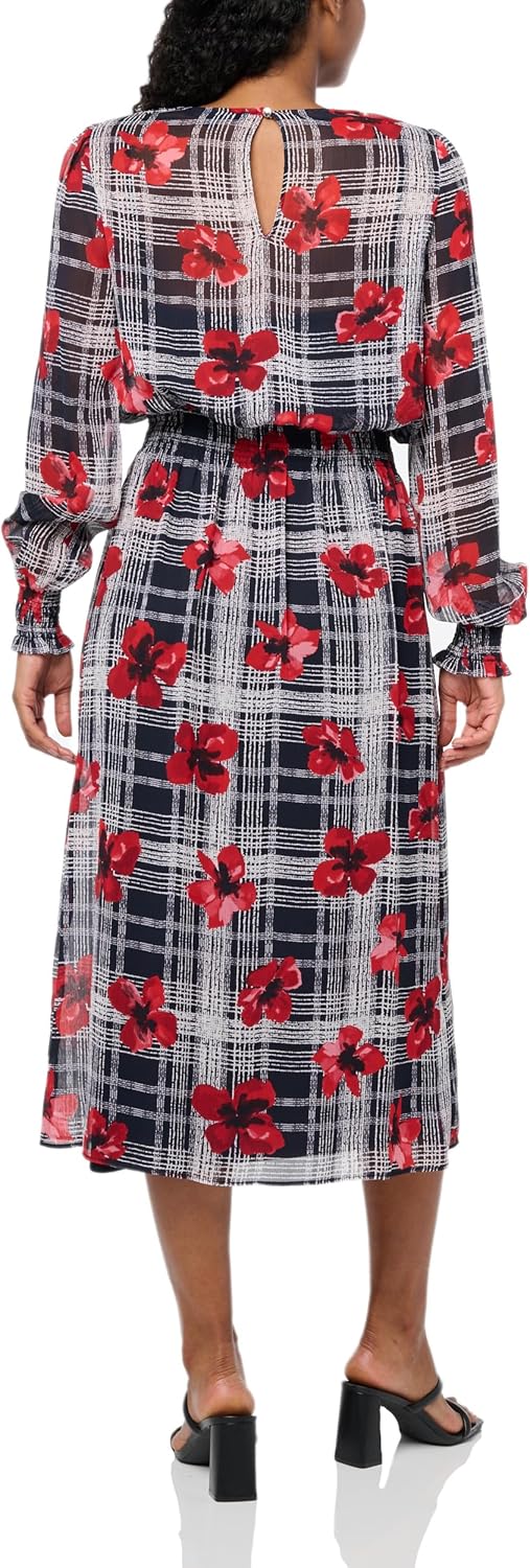 Женское платье Tommy Hilfiger с длинными рукавами и длиной миди, Sky Captain/Scarlet/Ivory — фото 3