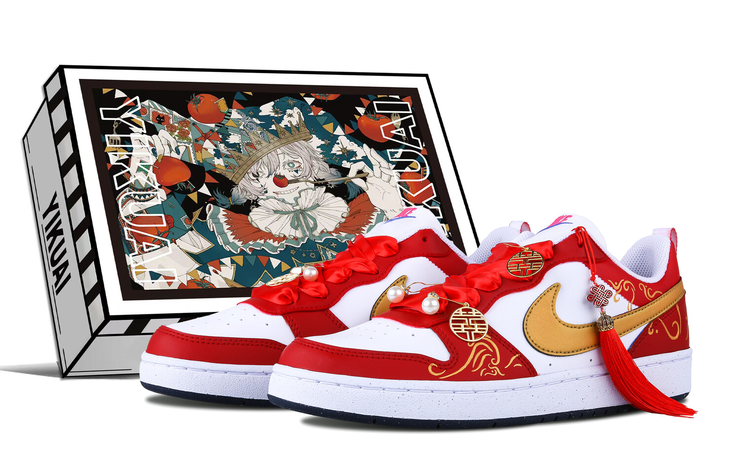 

Женские кроссовки для скейтбординга Nike Court Borough, Year of the Dragon Red Gold