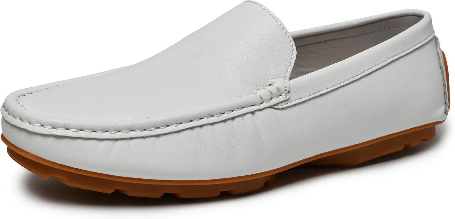 Мужские туфли JIONS Penny Loafers из кожи, мокасины для вождения, слипоны, формальные ботинки, белый — фото 3