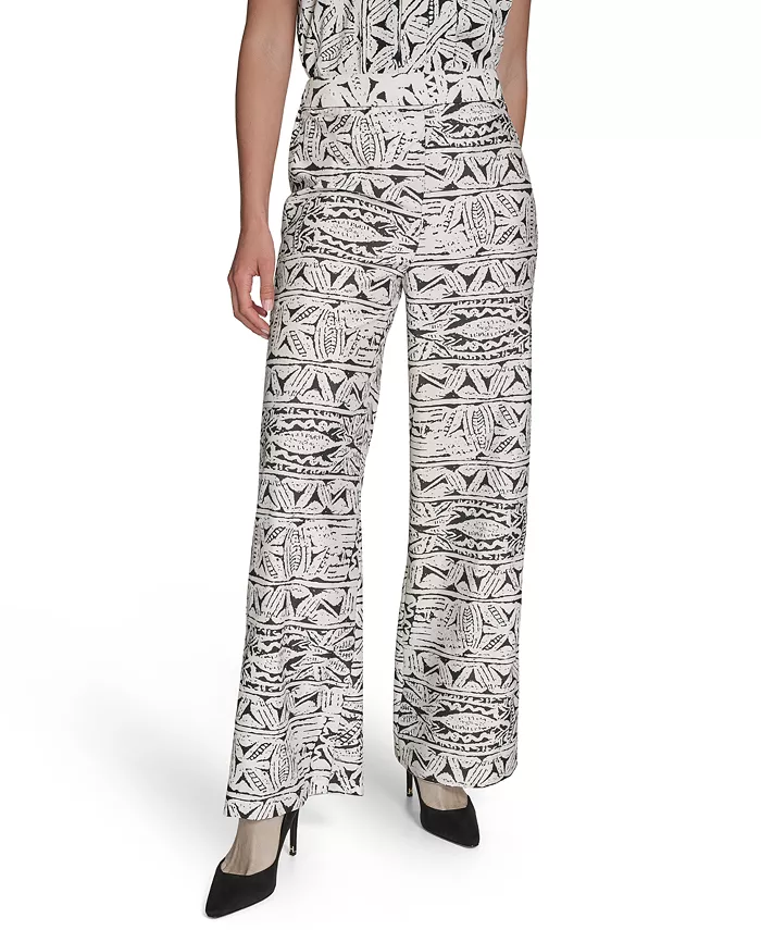 

Женские брюки с принтом и высокой талией, широкие Halston, оранжевый