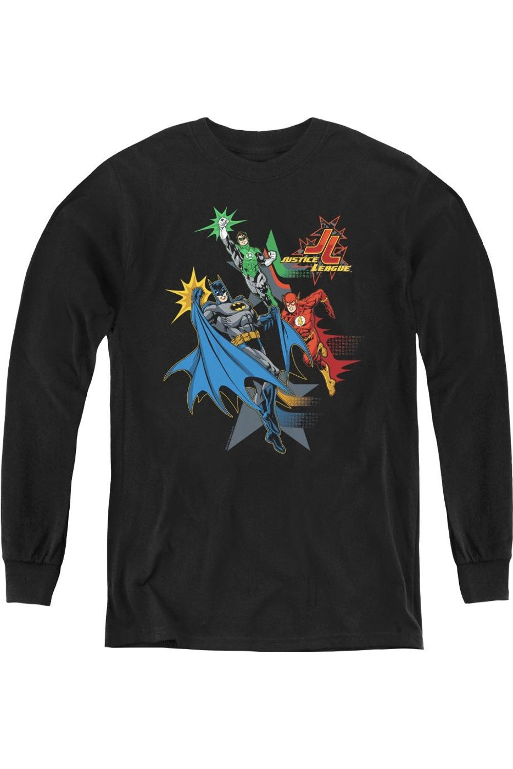 

Футболка с длинным рукавом для детей с героями Justice League of America Gildan, черный