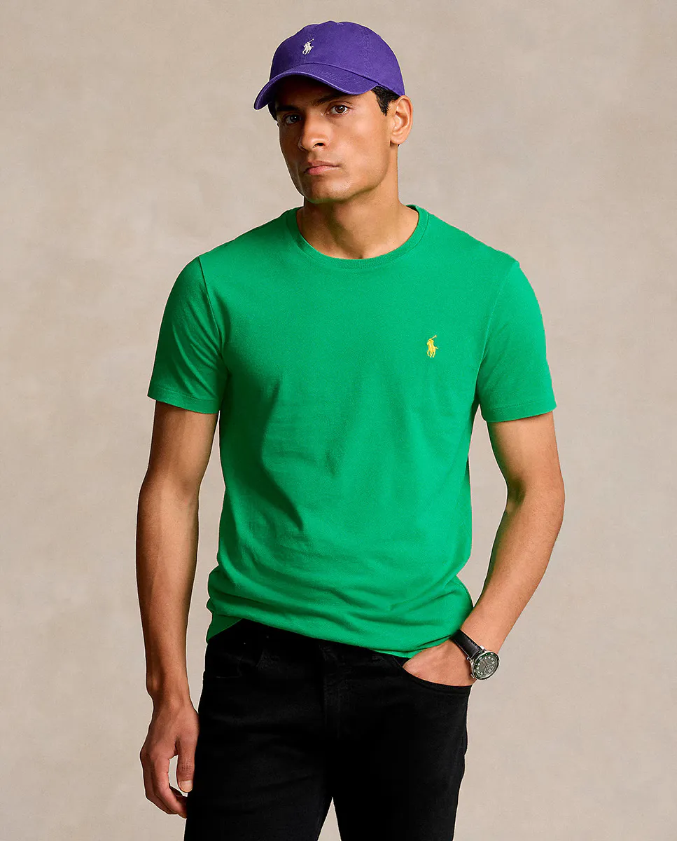 

Мужская хлопковая футболка с вышитым логотипом Polo Ralph Lauren, зеленый