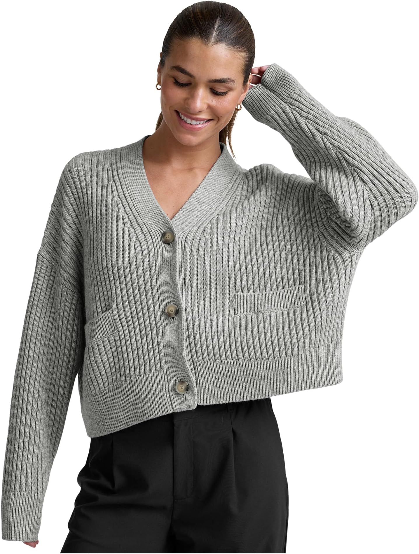 

Свитер Beyond Yoga Women's Soft Wool Blend Cardigan, Gray Heather