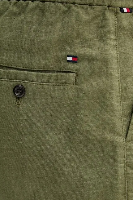 Шорты с льном модель Szorty męskie Tommy Hilfiger, зеленый — фото 4