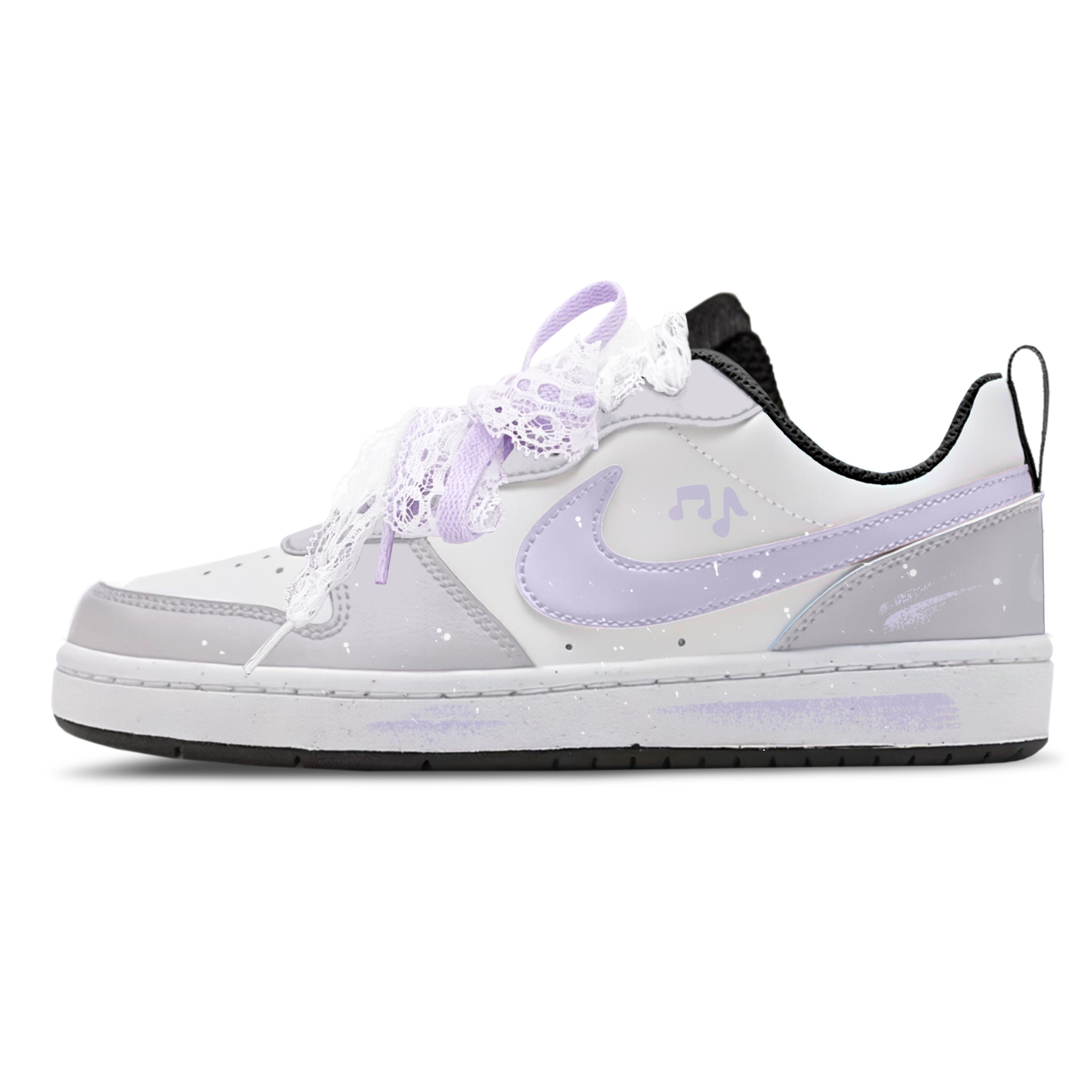 

Nike Детские кроссовки для скейтбординга Court Borough Trendy Sound Drift Cushioning Low Top, белые, серые, для подростков