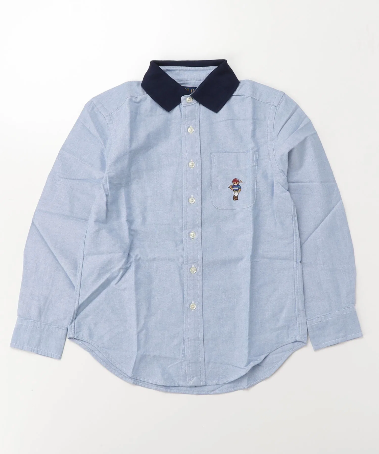 Детская рубашка POLO RALPH LAUREN CHILDRENSWEAR Oxford с воротником-поло и вышивкой Polo Bear — фото 3