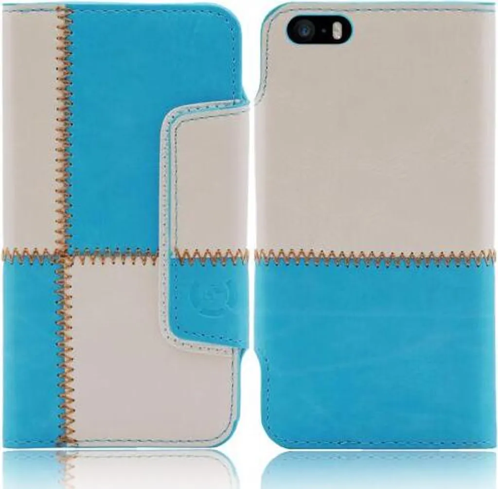 

Чехол для Apple Iphone 5C numia в стиле книги, узор шва, синий и белый