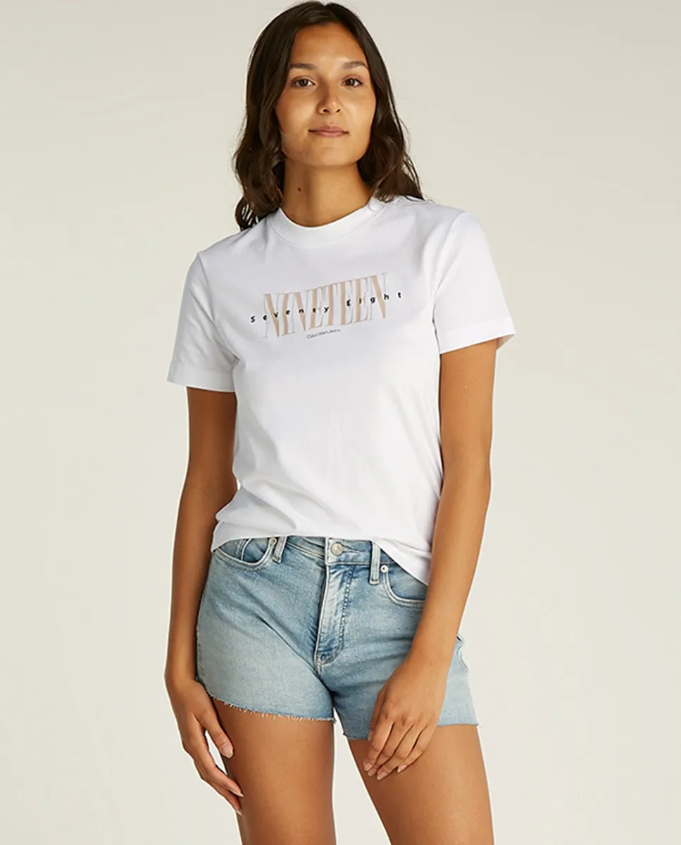 

Женская футболка облегающего кроя с короткими рукавами Calvin Klein Jeans, белый