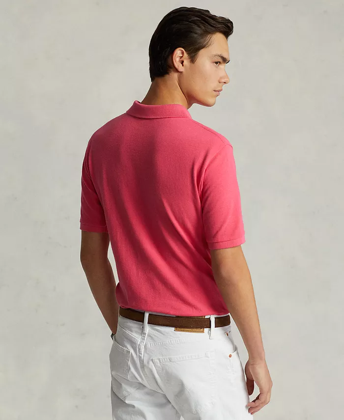 Мужская поло Custom Slim Fit с сетчатой тканью Polo Ralph Lauren, розовый — фото 4