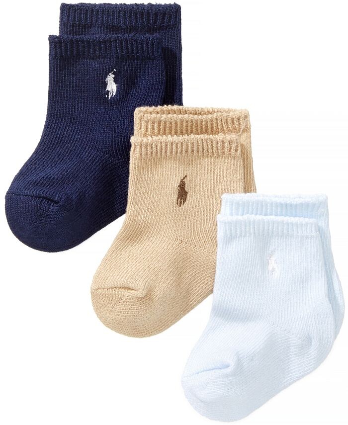 

Носки для маленьких мальчиков с вышитым логотипом Ralph Lauren, набор из 3 шт. Polo Ralph Lauren, мультиколор
