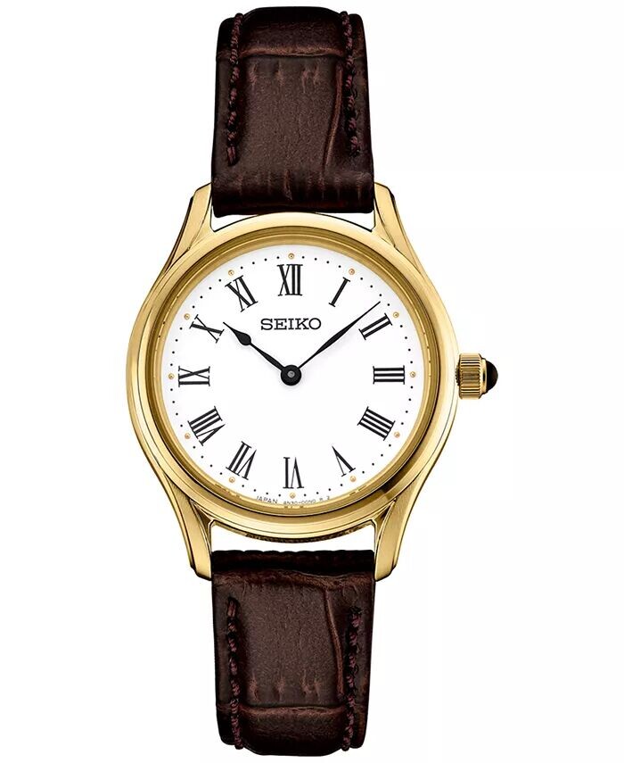 

Женские часы Essentials с коричневым кожаным ремешком, 29 мм Seiko