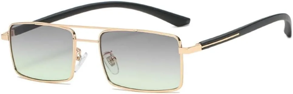 

Солнцезащитные очки прямоугольной формы 2027 года для женщин, уличный стиль, очки с двойным дужком, летние очки для путешествий, коричневые MTZJH, Gray Green