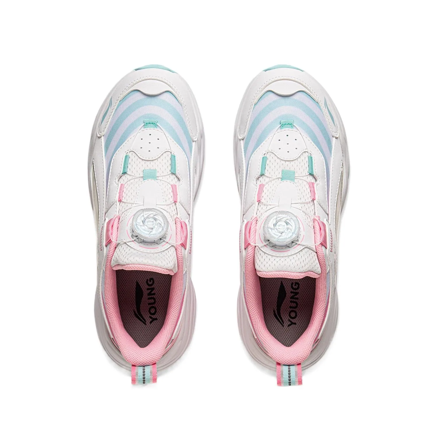 YOUNG Li-Ning YOUNG Aurora спортивные повседневные кроссовки низкие дышащие с амортизацией стандарт white sky blue impatiens pink — фото 4