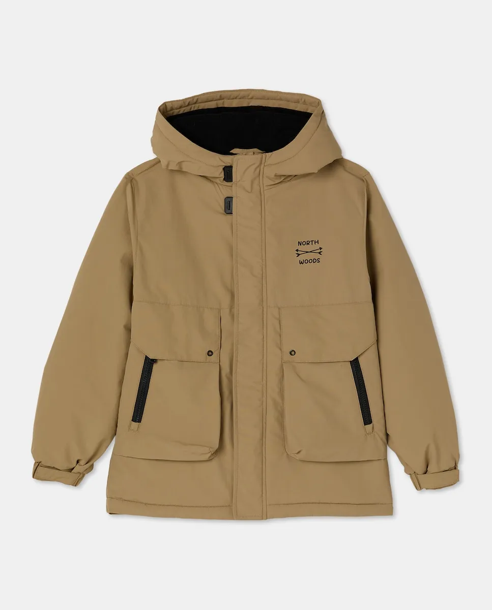 

Легкая парка с гладкой тканью и карманами с гармошкой для ребенка Kids El Corte Inglés, песочный