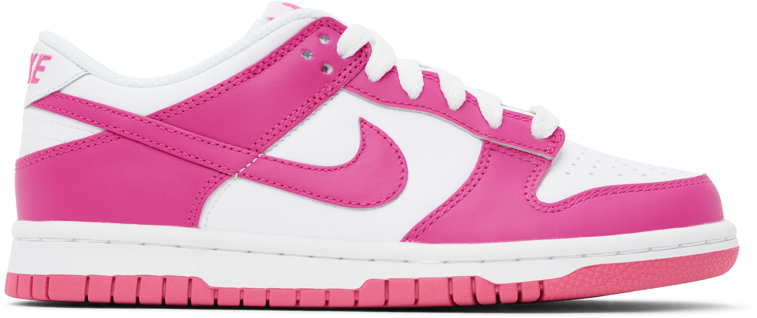 

Большие детские розовые и белые кроссовки Dunk Low Nike