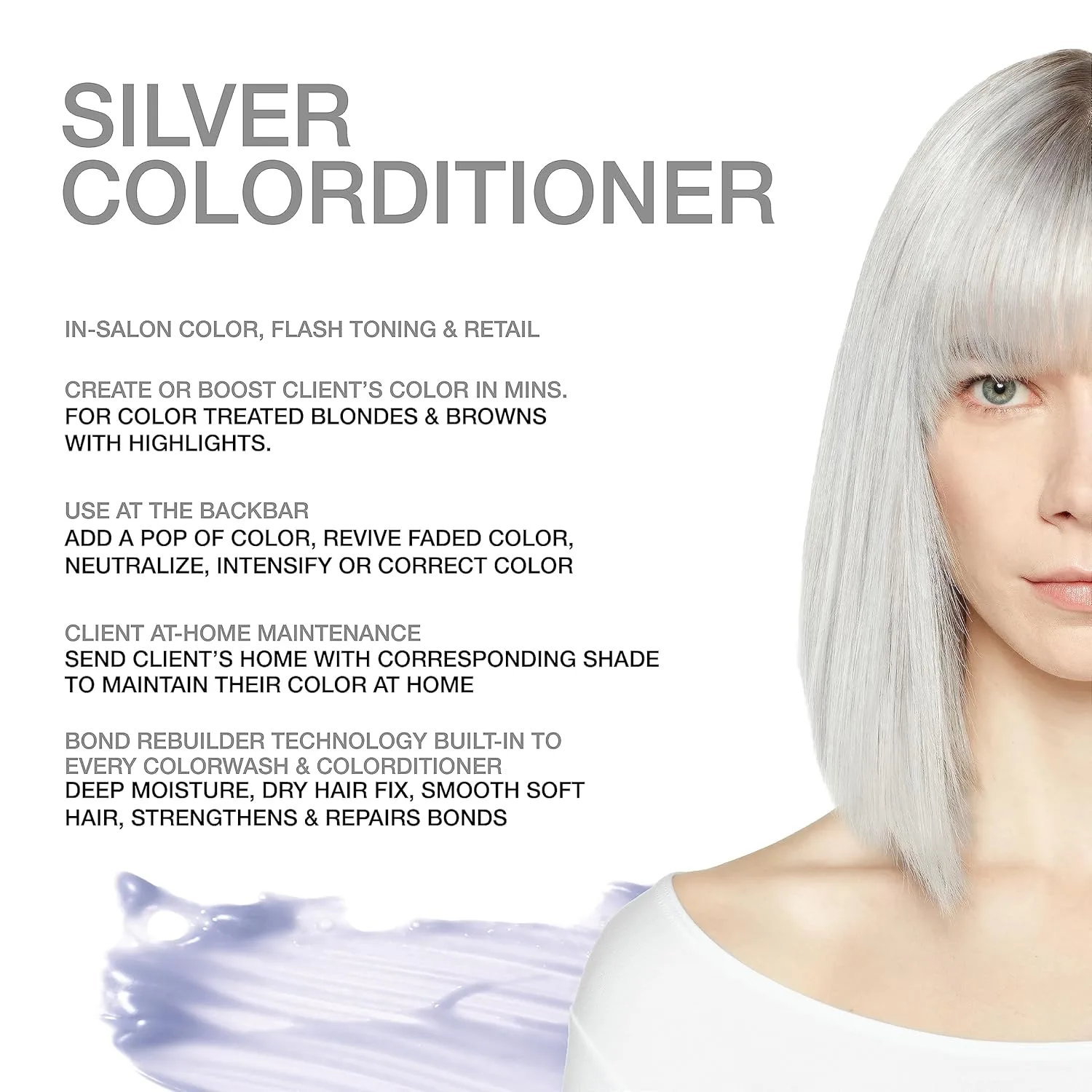 Кондиционер для волос Celeb Luxury Color Depositing Conditioner - средство для обновления цвета с компонентами Bondfix Bond Rebuilder, Viral и Gem Lites, подходит для использования с Colorwash., Silver — фото 2