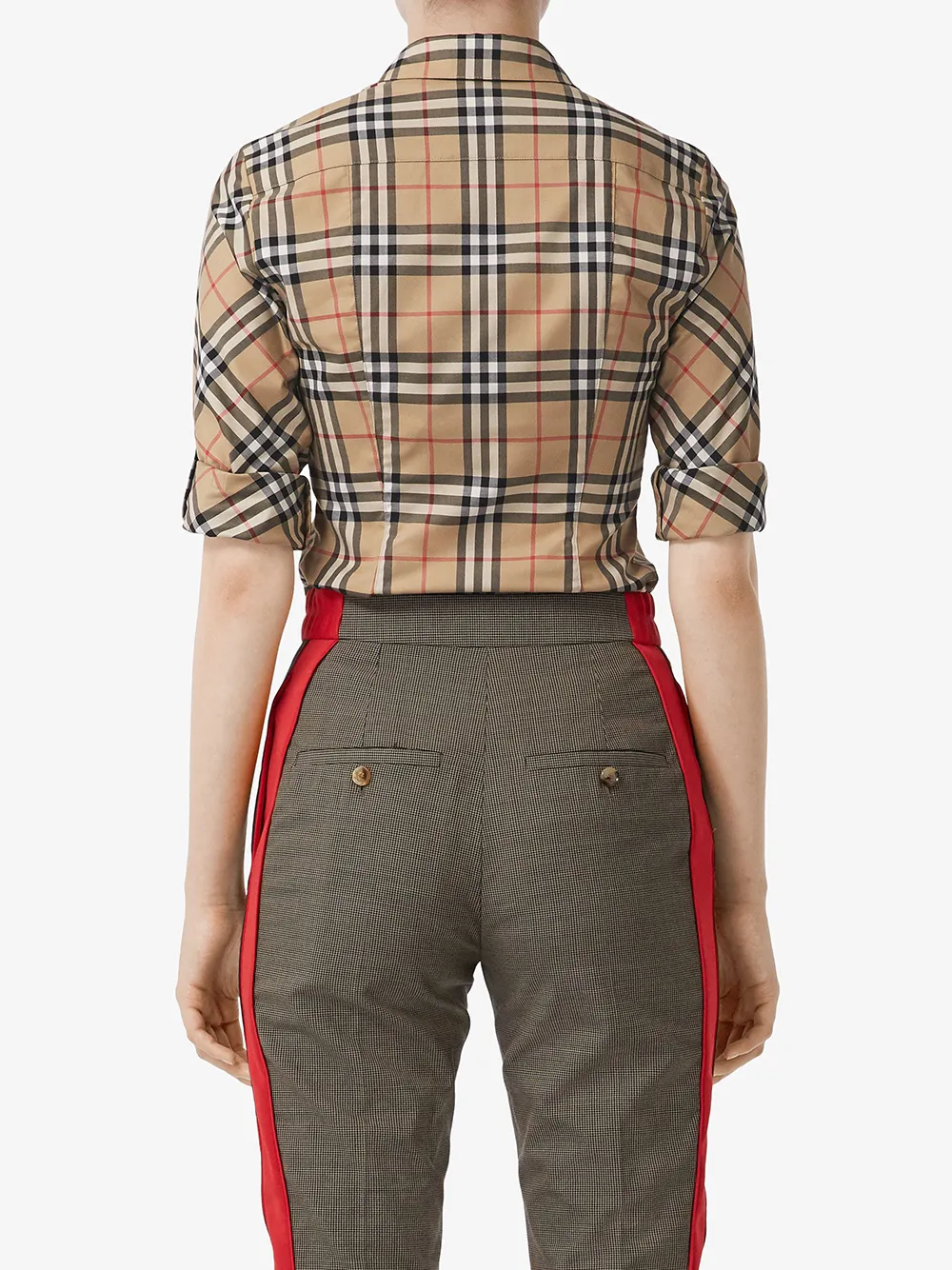 Рубашка Burberry Vintage Check, хлопок с эластаном, коричневый — фото 4