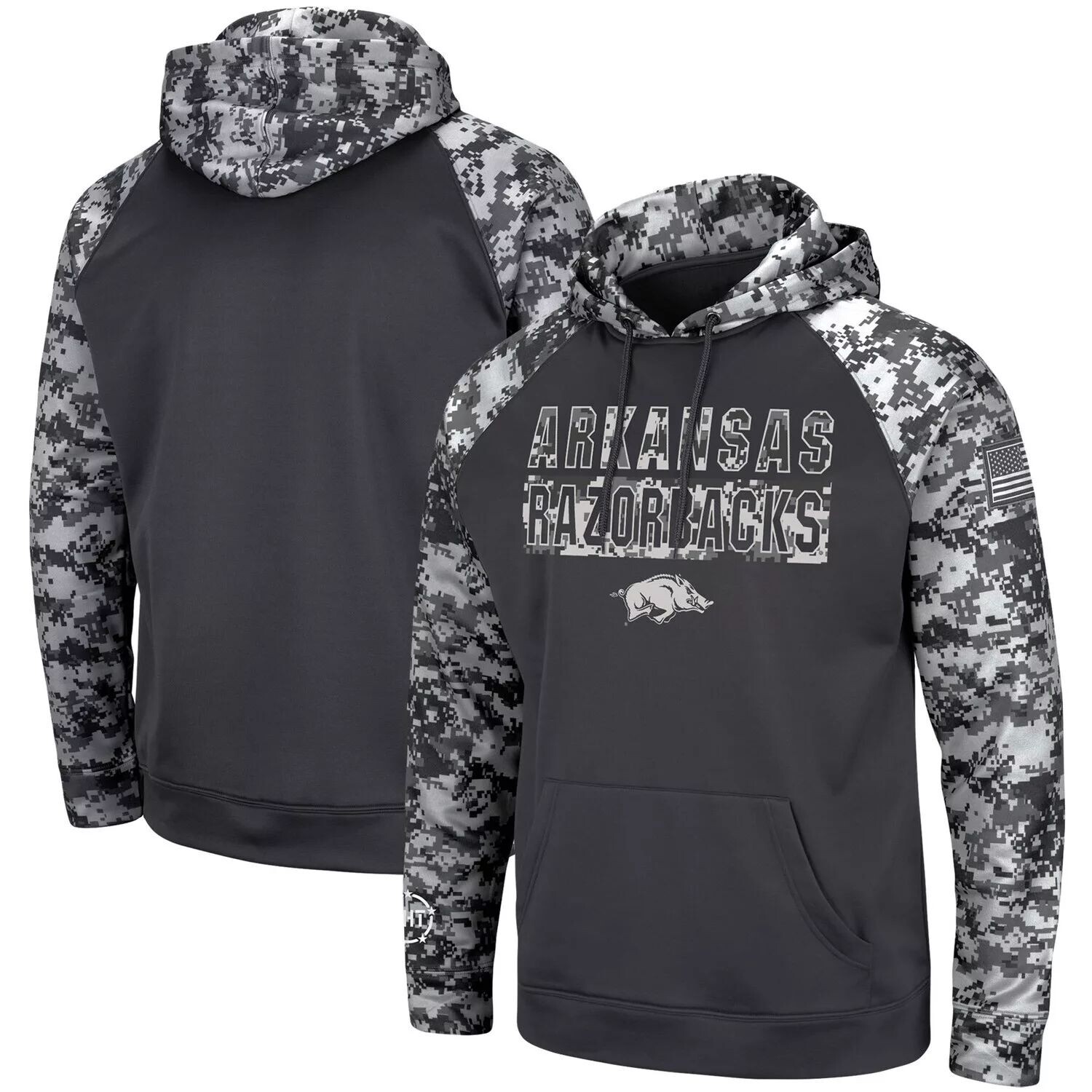 

Мужской темно-серый пуловер с капюшоном и камуфляжным принтом Arkansas Razorbacks OHT Military Appreciation Digital Camo Colosseum