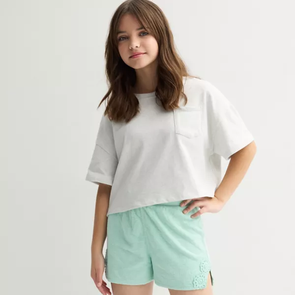 

Футболка с принтом на кармане для девочек 7-16 лет Limited Too, цвет heather