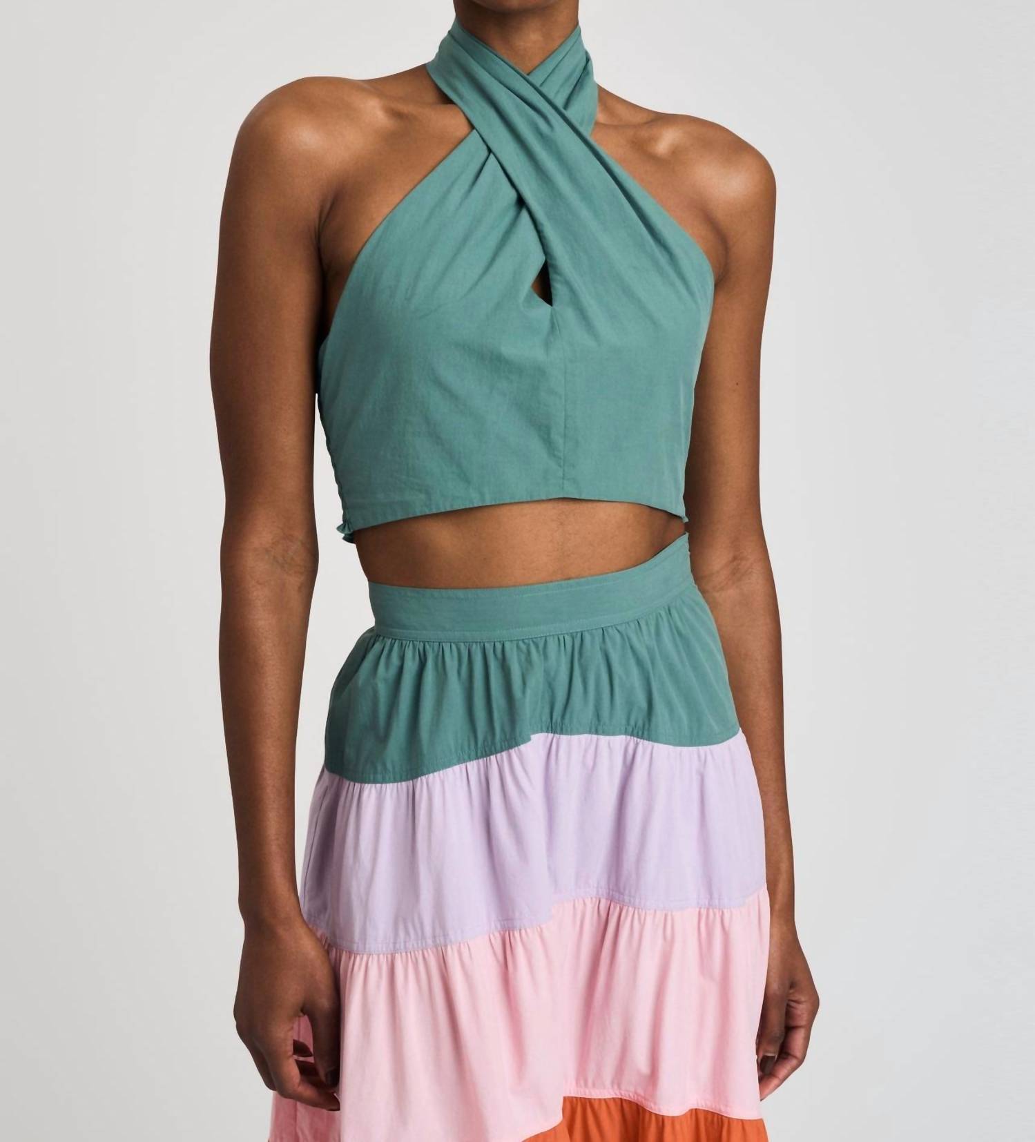 

Укороченный топ Chaya Halter цвета Jade Derek Lam 10 Crosby
