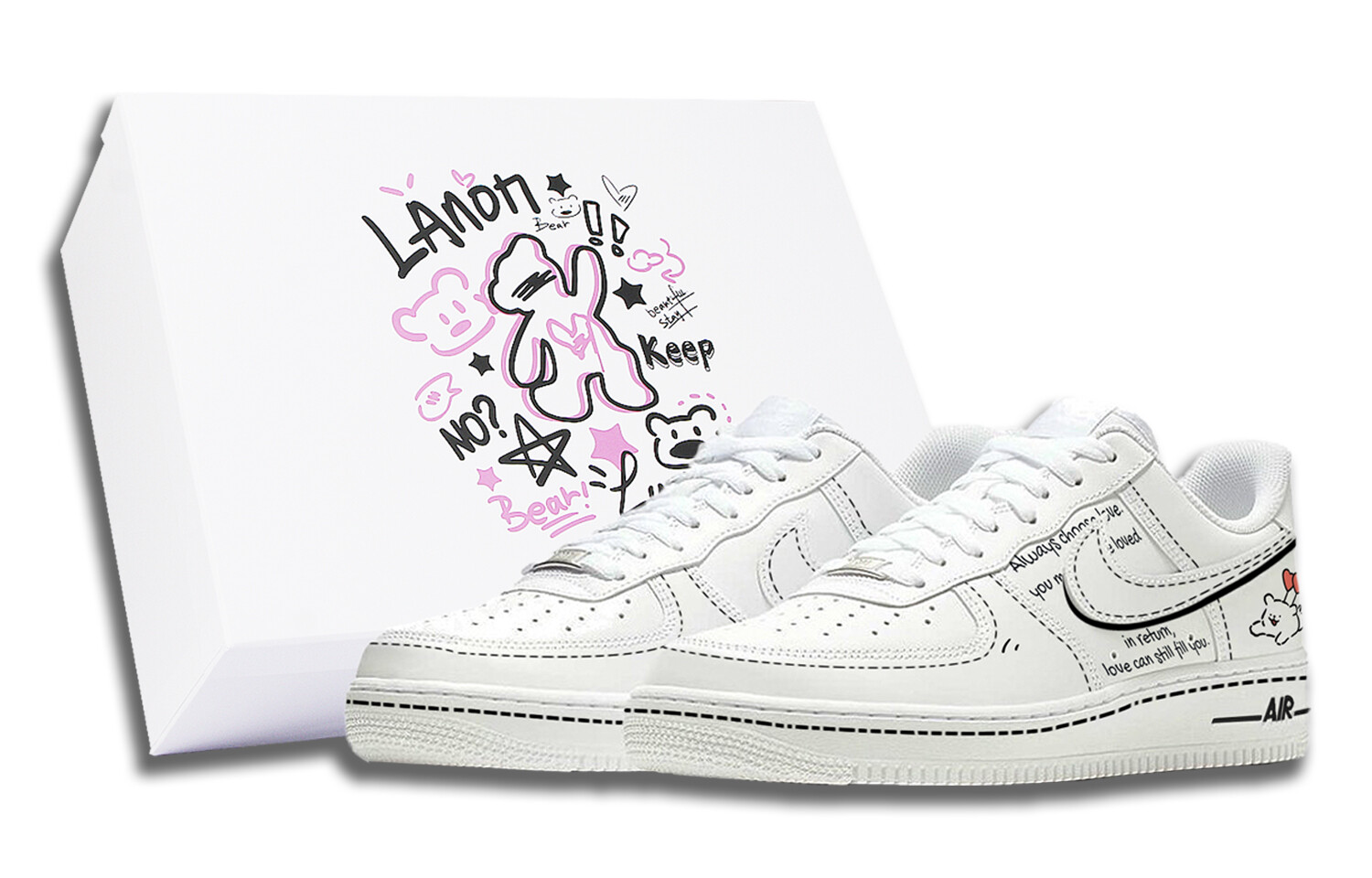 

Кроссовки Nike Air Force 1 Skateboarding Shoes Women's Mid-top Black, белый