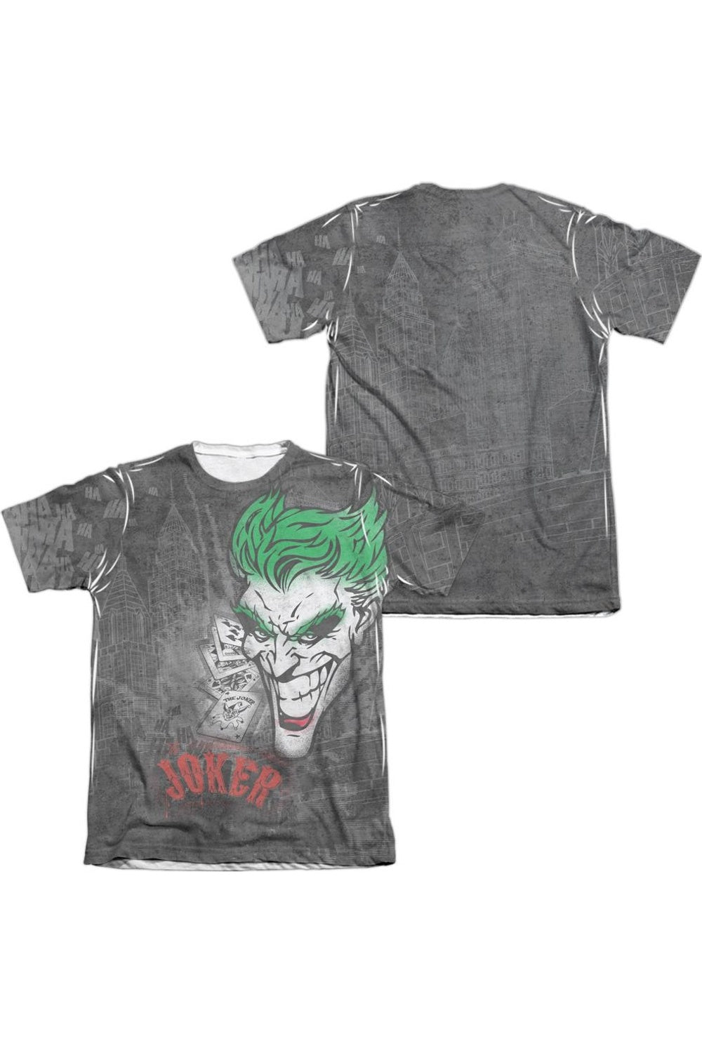 

Футболка с коротким рукавом Batman Joker Sprays The City (принт спереди/сзади) для взрослых 65/35 поли/хлопок Gildan, белый