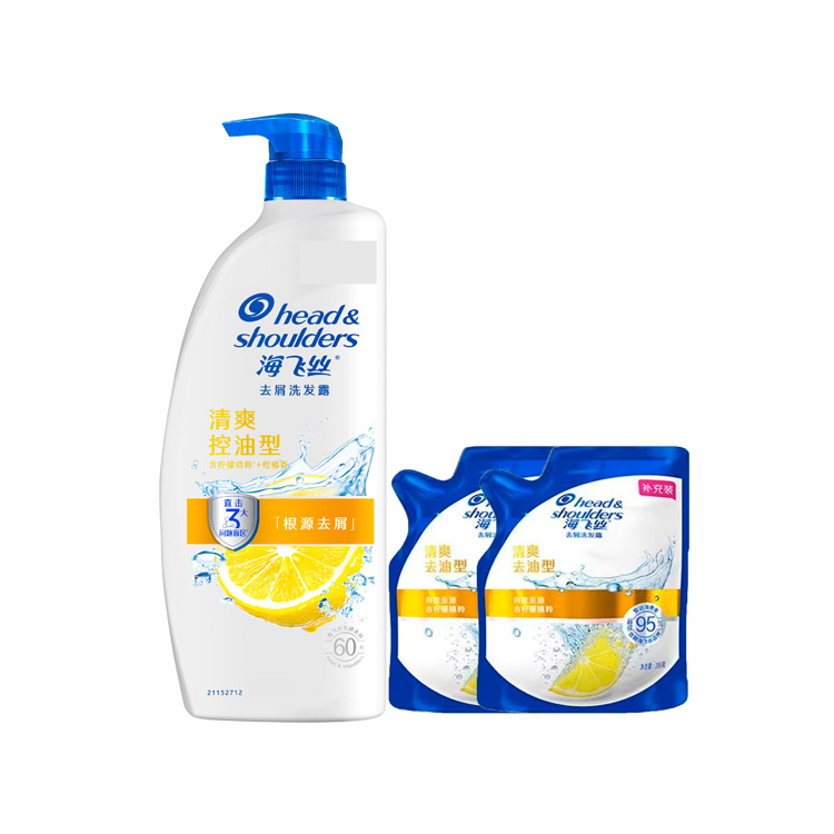 

Шампунь Head&Shoulders Lemon Refreshing глубокого очищения для объема и пышности с ароматом фрезии и цитрусов Head & Shoulders, three-piece set: refreshing oil-control shampoo 650g+refreshing and oil control shampoo refill 200g*2