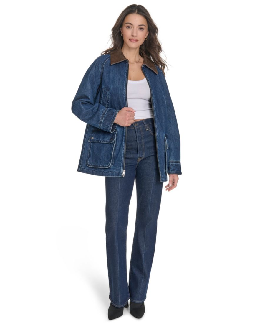 Женская куртка-бомбер с передней молнией Levi's, Dark Wash Denim — фото 2