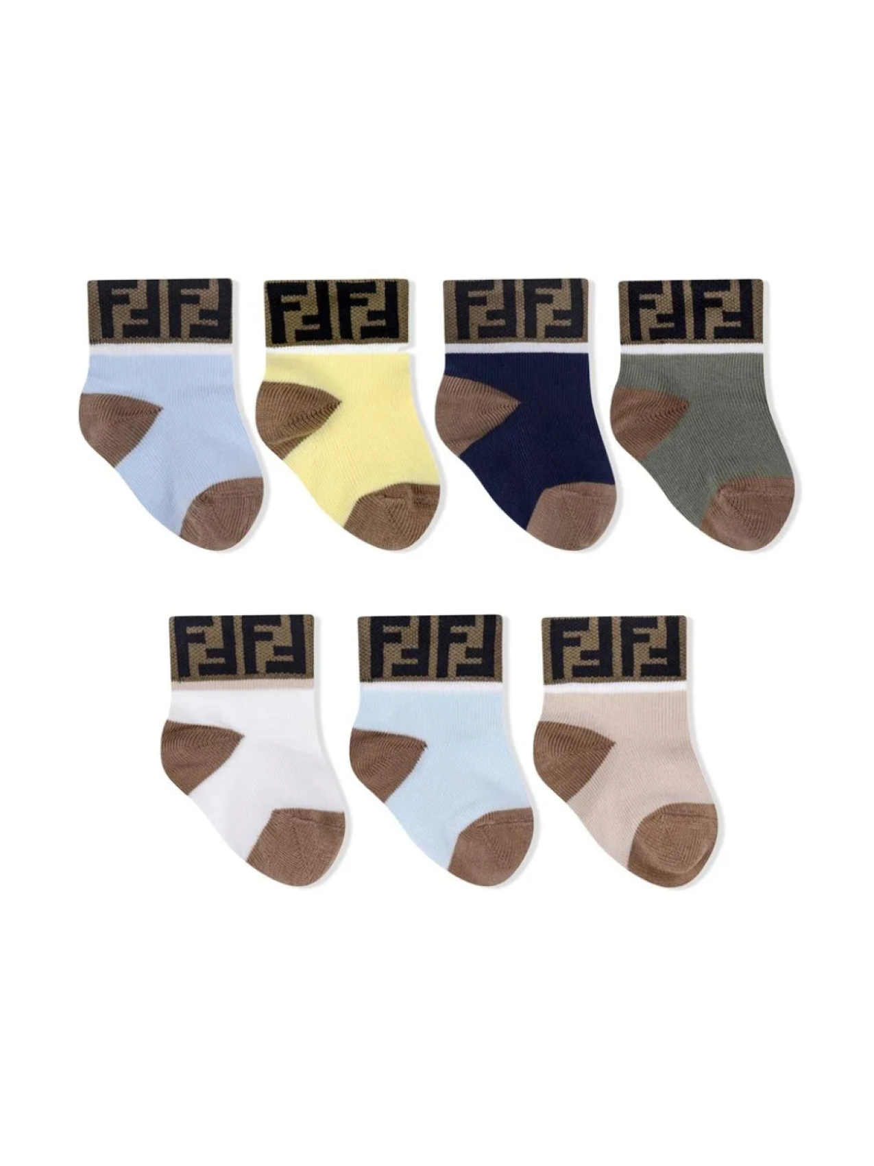 

Комплект из семи пар носков с логотипом Fendi Kids, ммультиколор