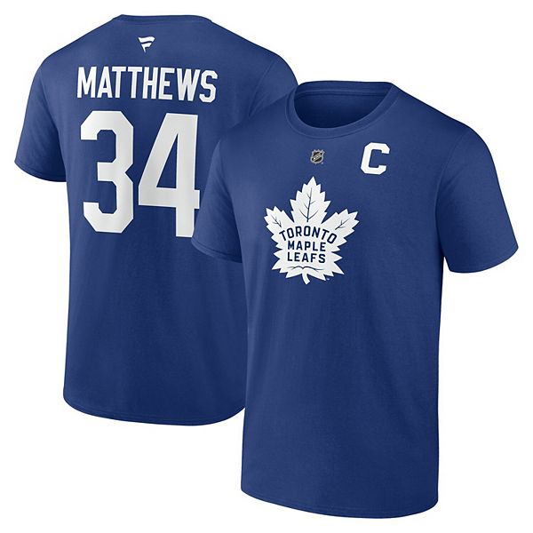 

Футболка Toronto Maple Leafs Auston Matthews синяя с именем и номером Fanatics