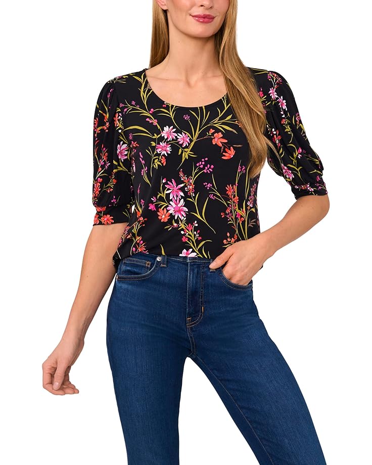 

Топ CeCe Knit Crew Neck Short Sleeve Top, цвет Rich Black