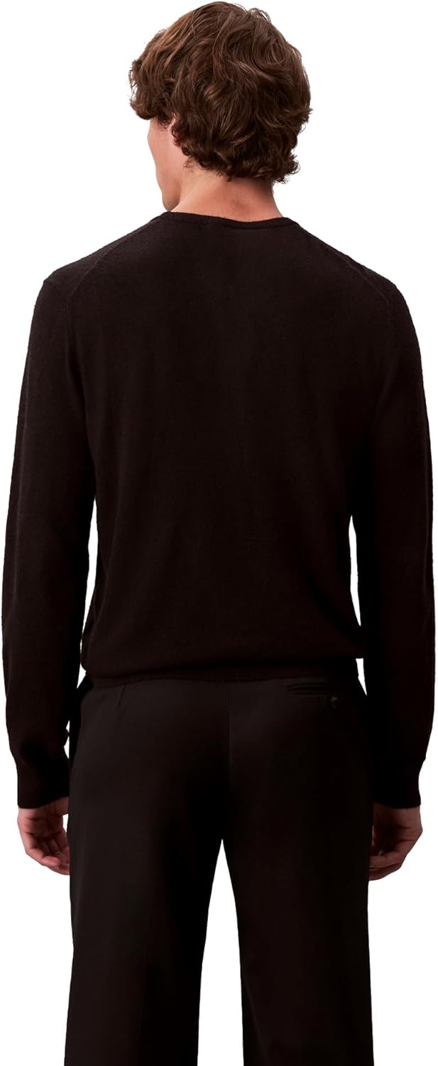 Мужской свитер Calvin Klein из шерстяной смеси с круглым вырезом, Black — фото 2
