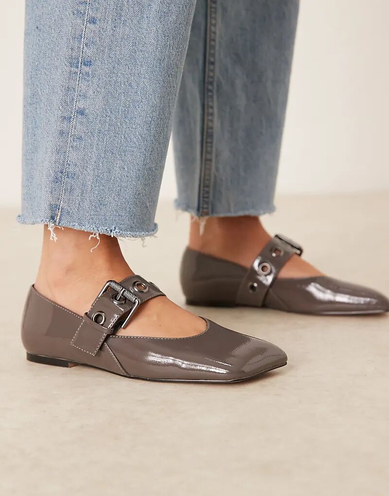 Балетки Мэри Джейн Lazarus ASOS DESIGN серого цвета