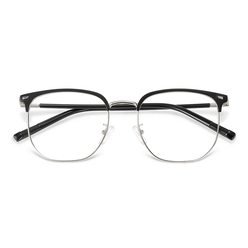 

MK MINGKU Квадратная оправа для очков унисекс, Silver Black Frame
