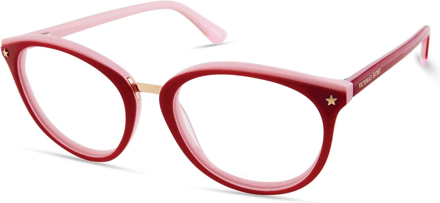 

Victoria's Secret очки VS 5017 069 темно-красные на розовой оправе с золотой перемычкой и заклепками