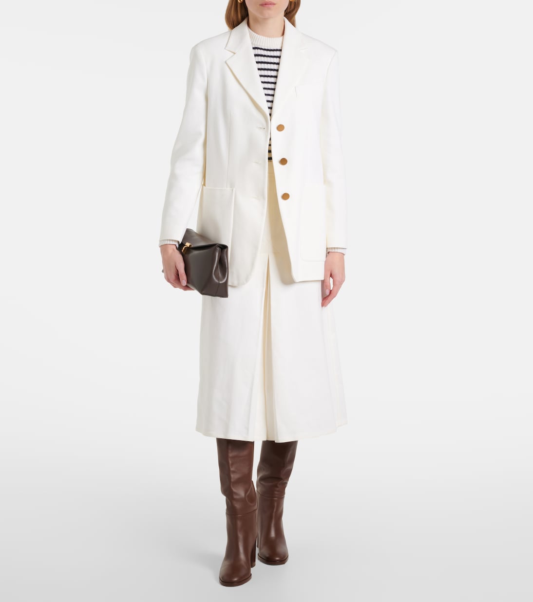 Однобортная хлопковая куртка для строевой подготовки Max Mara, Bianco — фото 2