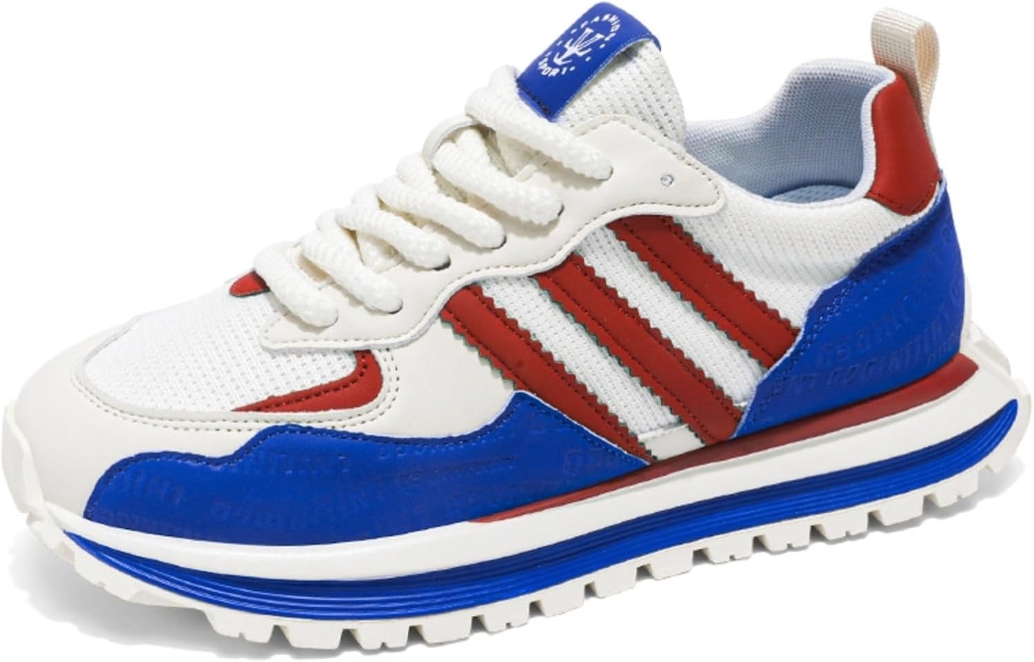 

Мужские ретро-кроссовки-джоггеры, модные кроссовки из сетки и замши, винтажные беговые кроссовки, узнаваемая отделка с тремя полосками Auristia, синий