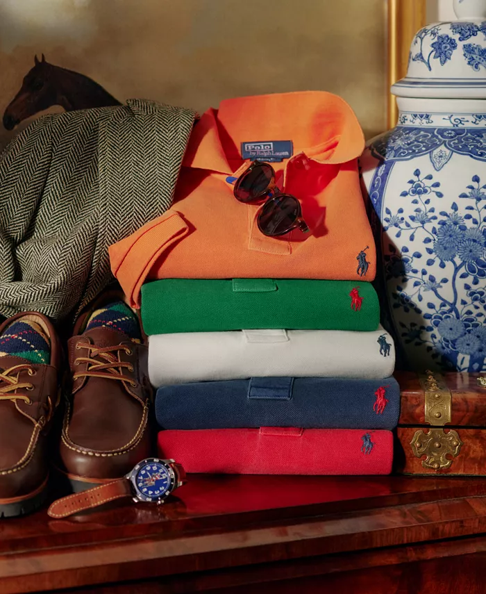 Мужская классическая поло с сетчатой тканью Polo Ralph Lauren, белый — фото 4