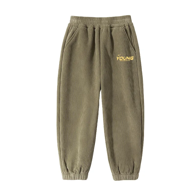 Детские спортивные брюки Moderate WARRIOR, [Corduroy with Fleece]Green/H Youth Gold K