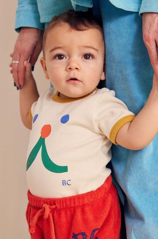 

Детская футболка с забавным лицом Bobo Choses, бежевый