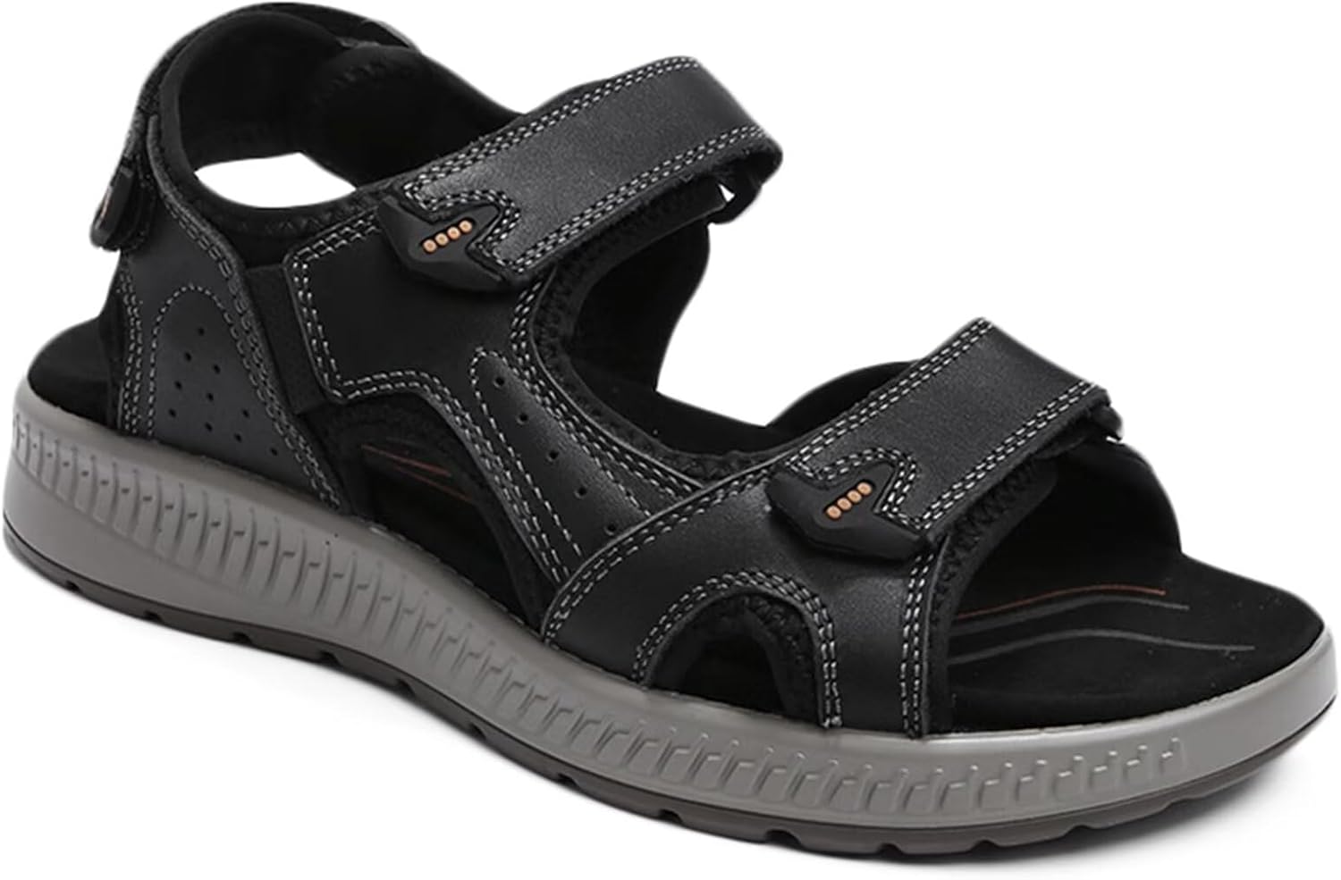 

Мужские повседневные сандалии для прогулок, спортивные сандалии для походов, летние кожаные пляжные туфли, регулируемые дышащие сандалии Hnvavq, E