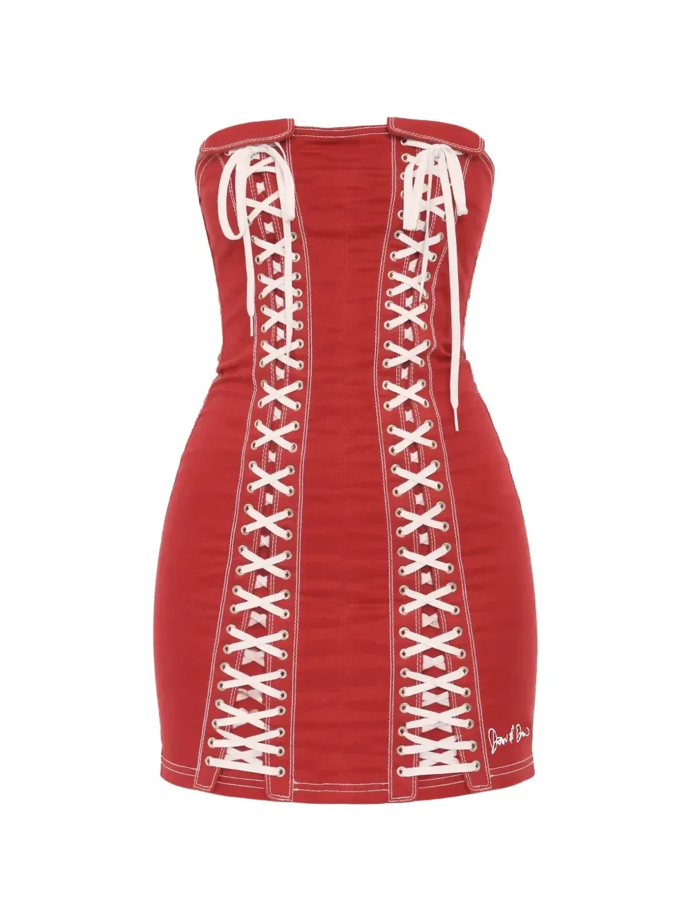 Платье без бретелек на шнуровке Dsquared2, красный