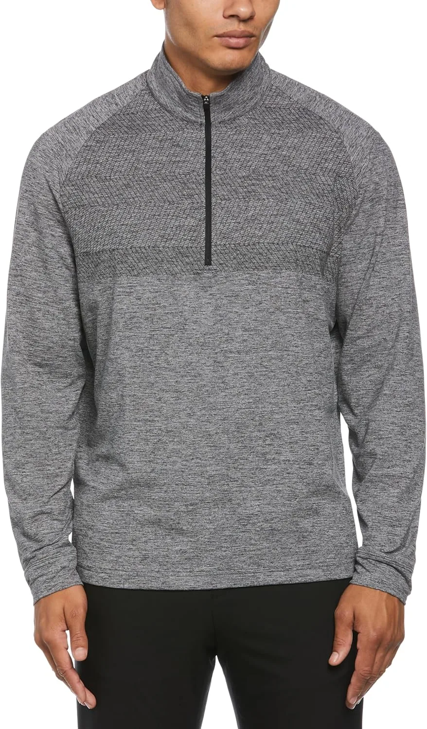 

Perry Ellis мужская 1/4 молнии длинный рукав Heather Stretch гольф пуловер, защита от солнца водоотталкивающий