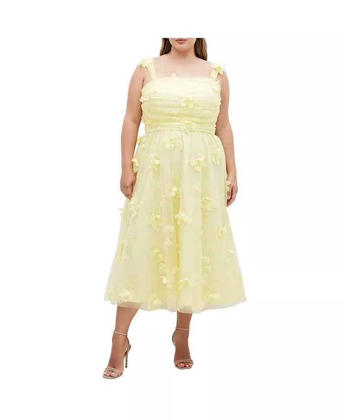 

Платье Leilani 3D plus size CITY CHIC, желтый