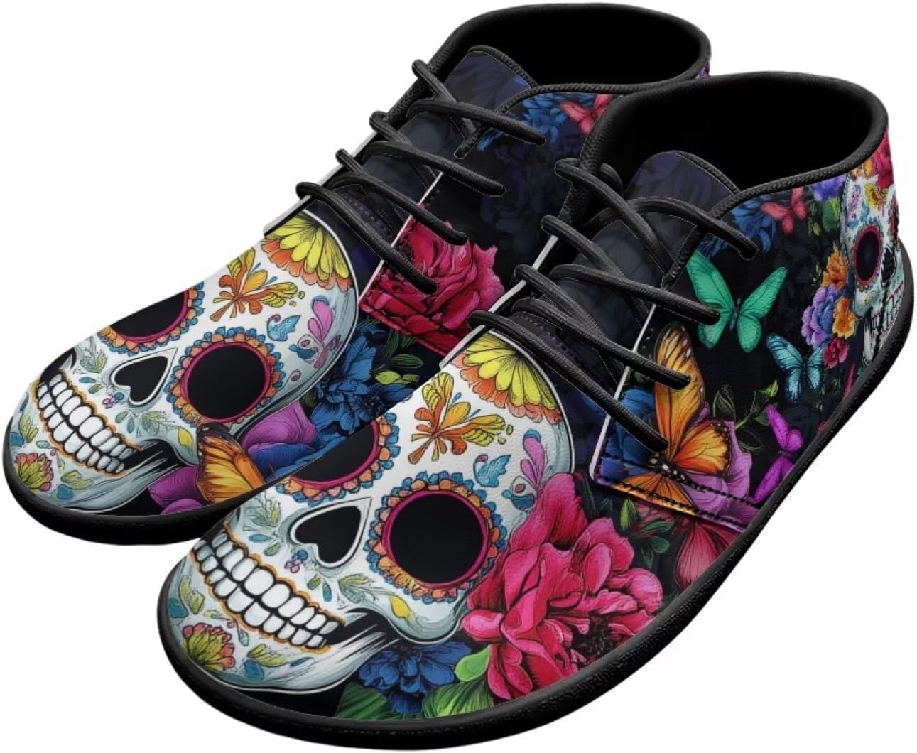 

Мужские кроссовки с черепами на голую ногу, подошва нулевая, противоскользящие, для бега, ходьбы и походов Xixirimido, Skull Hipple Flower