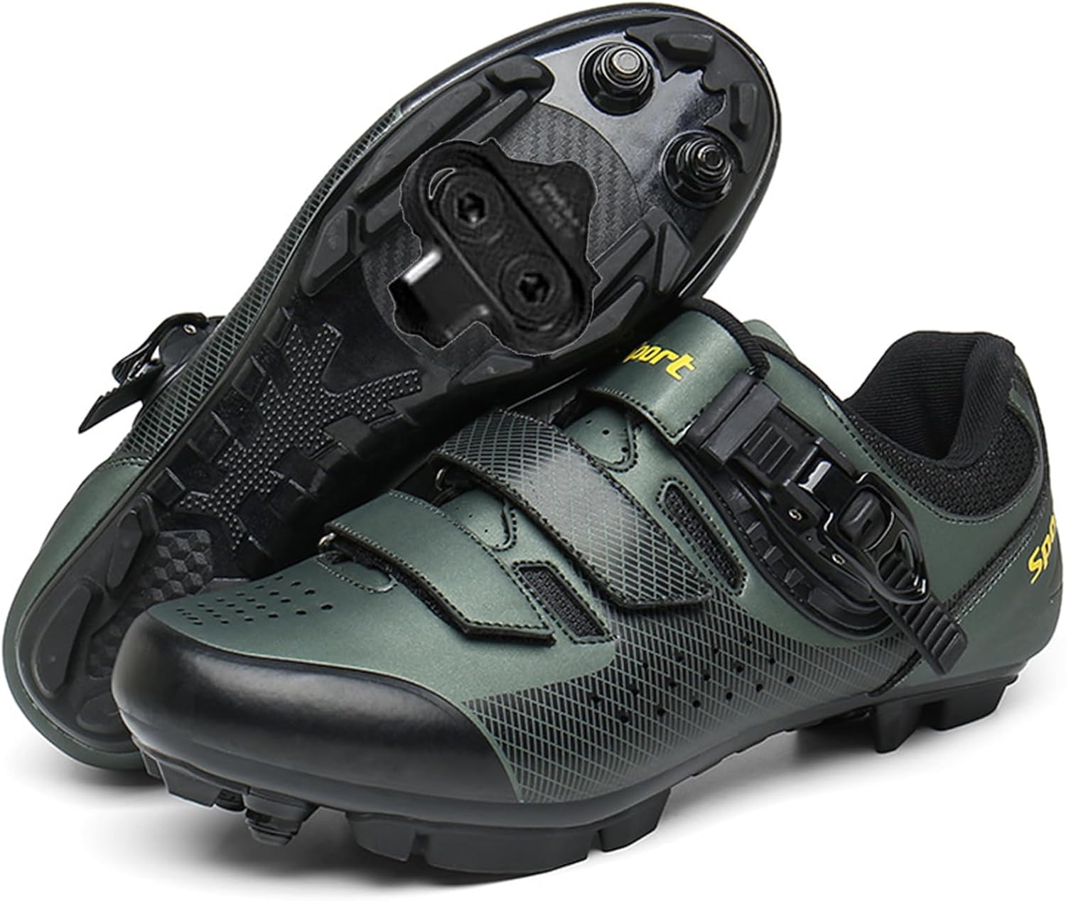 

Мужские велосипедные туфли для горного велосипеда, совместимы с педалями SPD на 2 болта, для домашних тренировок, кроссовки для MTB Lippan, зеленый