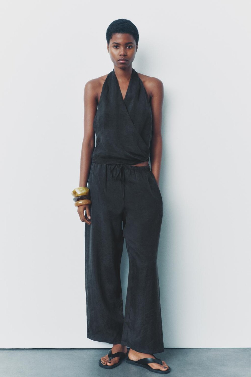 

Брюки в пижамном стиле ZARA, серый мергель