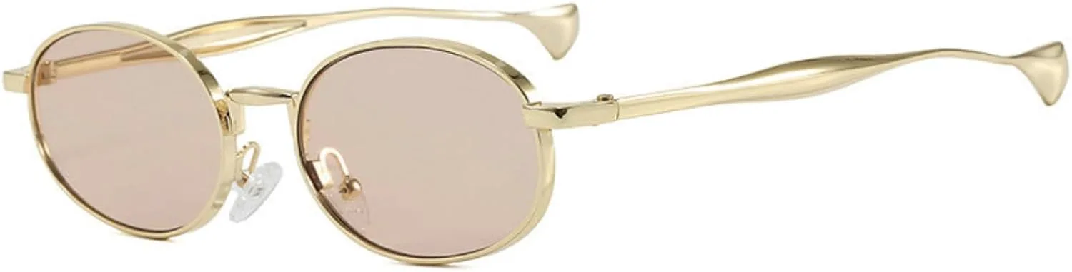 

Солнцезащитные очки Willochra Retro Small Oval для женщин и мужчин, модные, в металлической оправе, узкие, цвета шампанского, с защитой от УФ-излучения UV400, C7