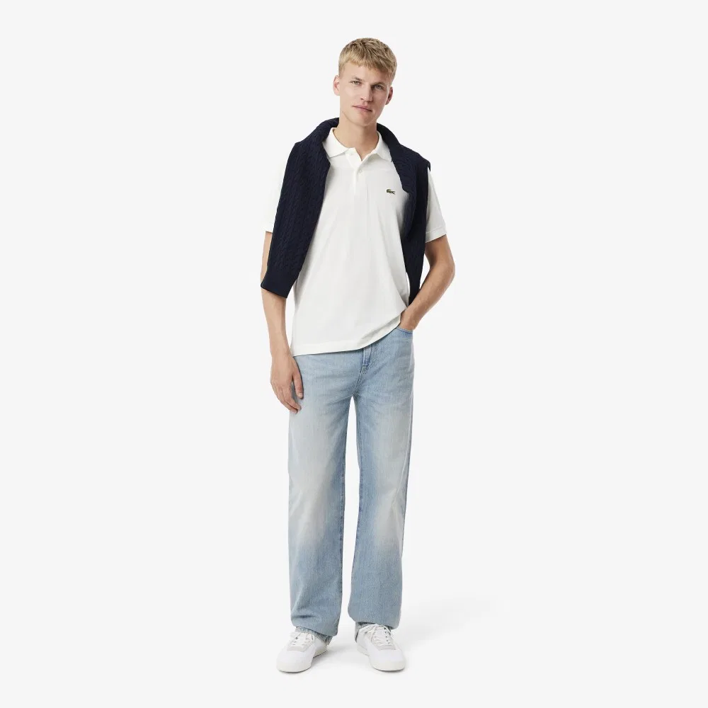 Футболка-поло Lacoste мужская белый классическая — фото 4