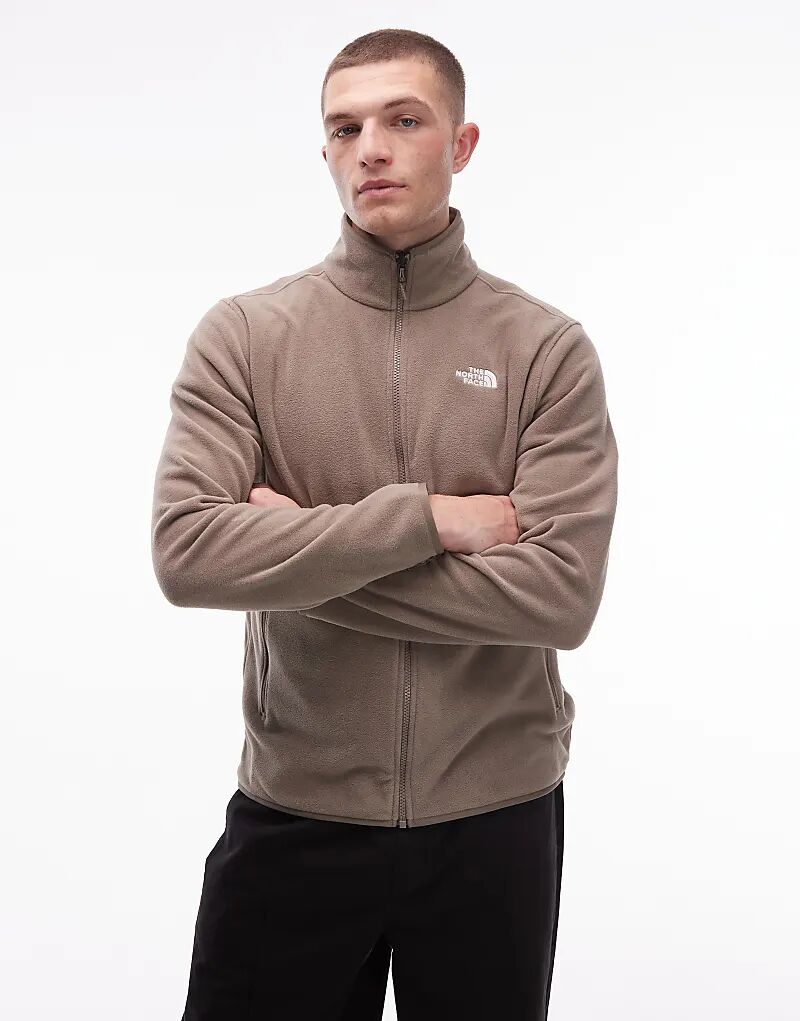 

Флисовая кофта с логотипом и застежкой-молнией The North Face Glacier светло-коричневого цвета